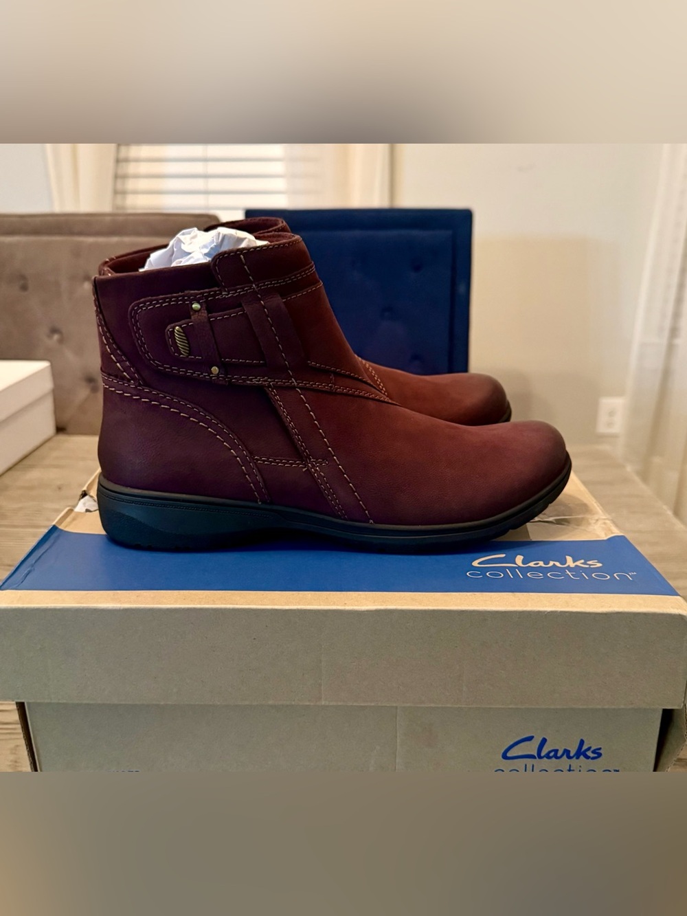 Clarks Leather Chukka Ankle Boots | Color: Wine Nubuck | SZ. 10 (NWB)